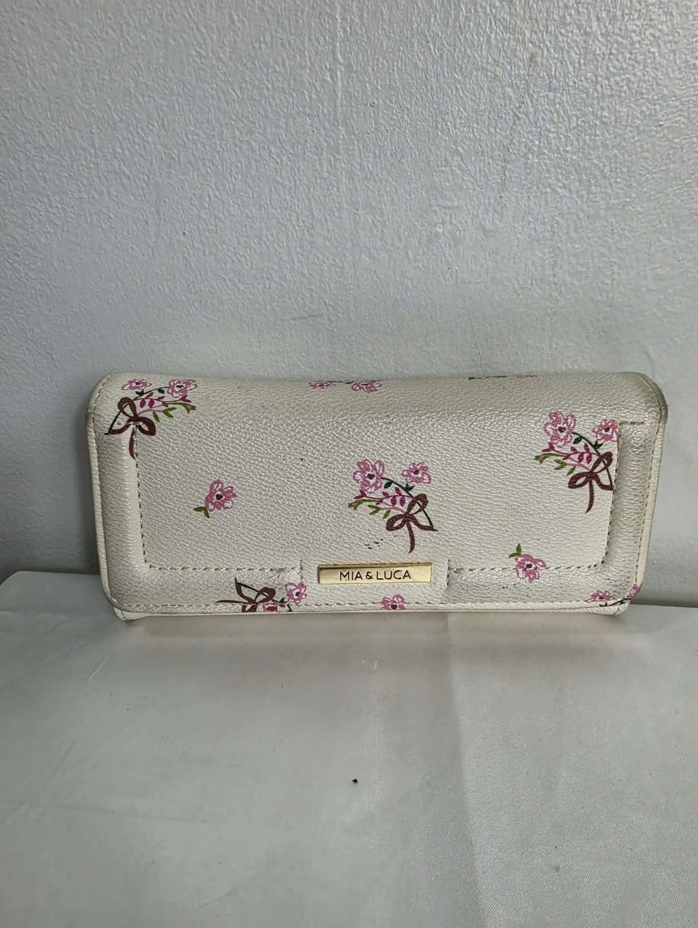 Mia & Luca Cream Floral Wallet Pink Accent